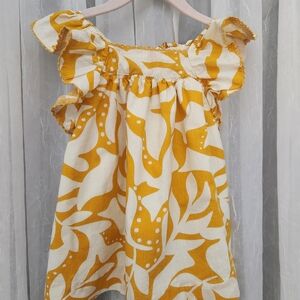 Baby Gap Yellow/White Ruffle Sleeve Dress, Size 12-18mons, EUC